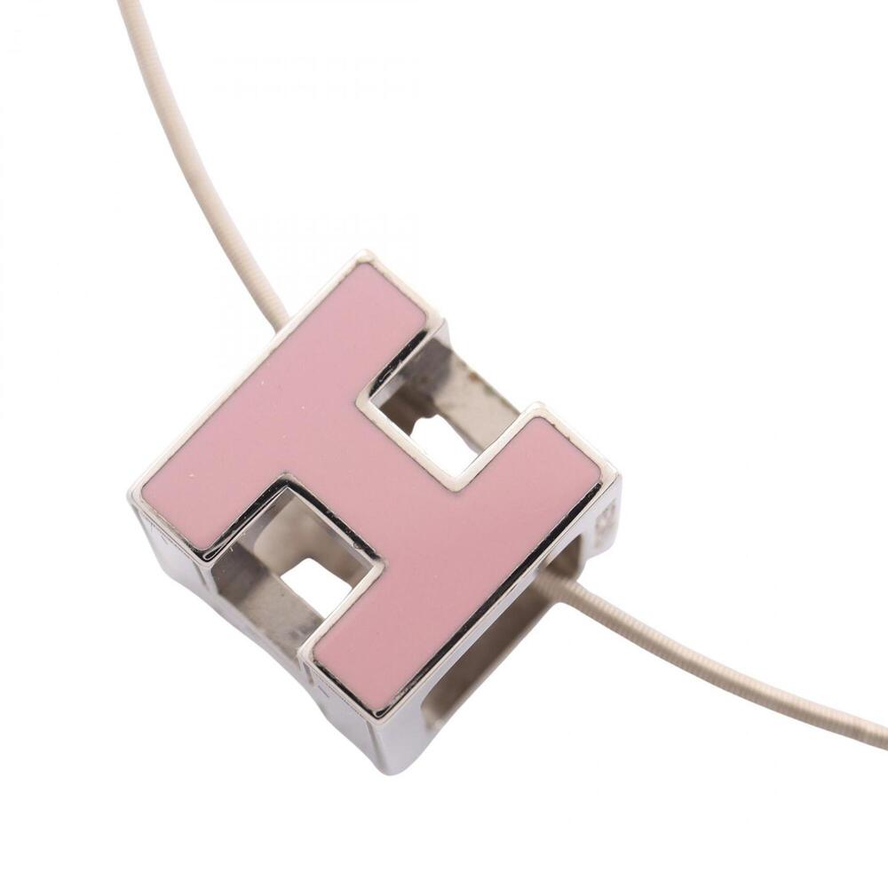 Hermes Cage d'H H-Cube Necklace, Metal Jewelry, Women's, Silver/Pink Tones